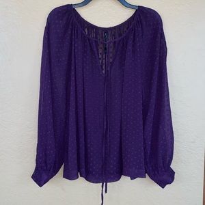 💚 Sheer purple dotted blouse